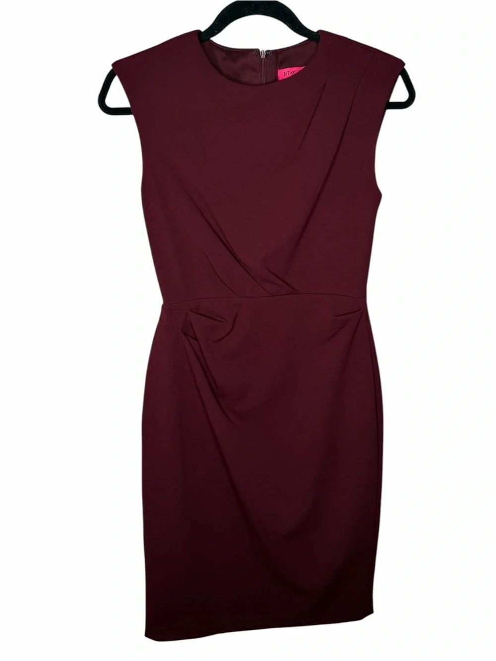 BETSEY JOHNSON Burgundy Sleeveless Midi Sheath Dress Women's Size 2 Career Glam - Picture 3 of 5